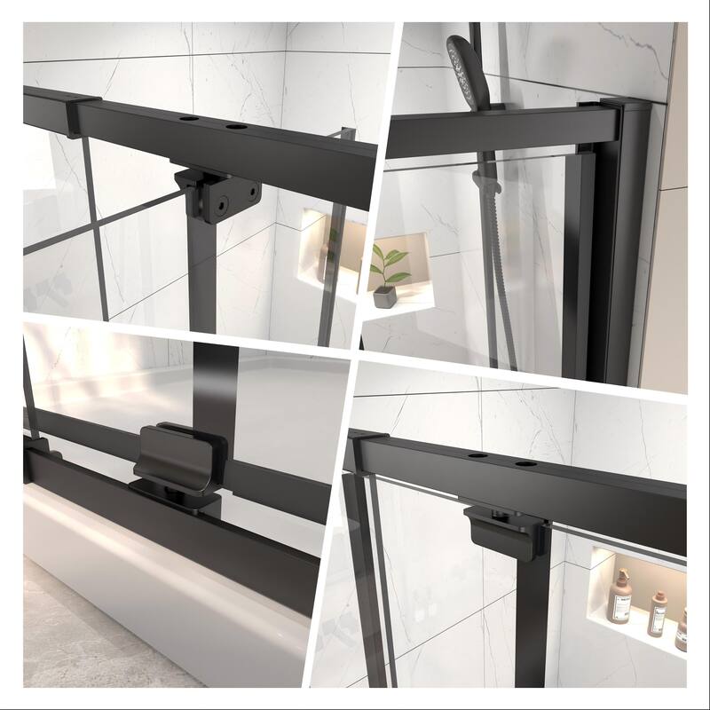 Modland 44-48"x71'' Adjustable Pivot Shower Door - Auto-Lift Hinge, Magnetic Seal, 6 Finishes for Uneven Walls - 48''x 71''