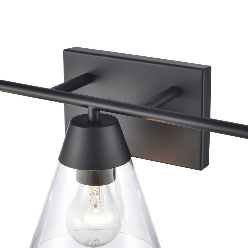 Elk Home Vivica Black With Clear Glass Cone Shade 3 Light Vanity Light