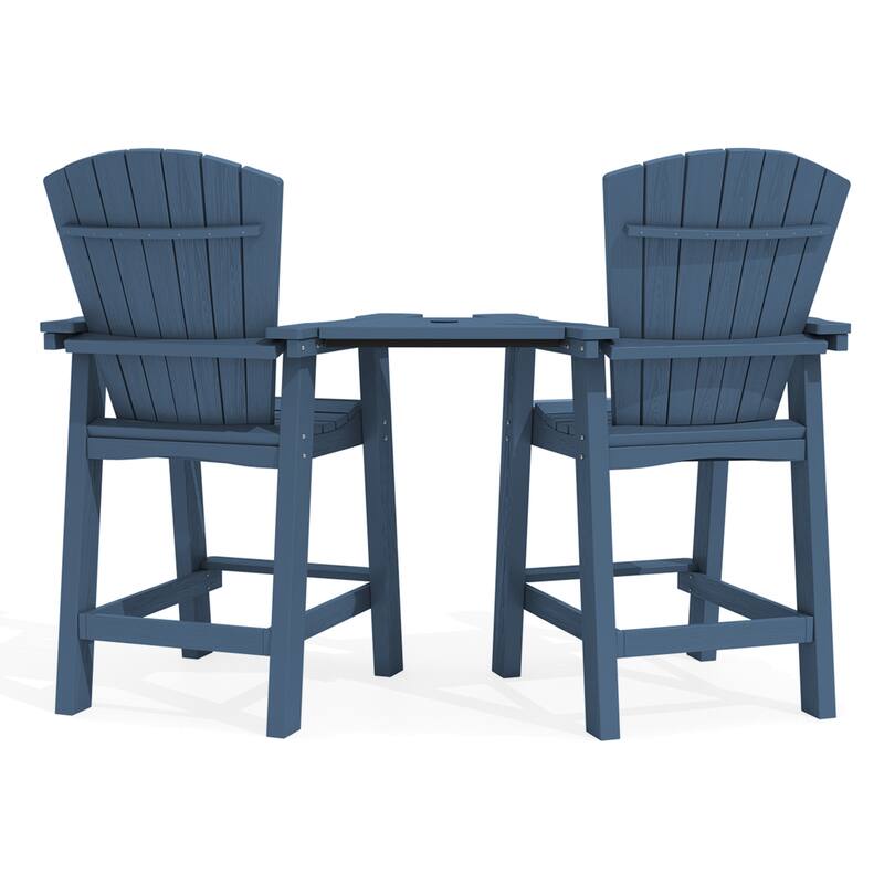 Outdoor Tall Adirondack Chair Set of 2 with Connecting Tray