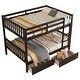 preview thumbnail 3 of 18, Full over Full Rubber Wood Bunk Bed with 2 Drawers,Convertible into 2 Full Beds,Ladder and Safety Guardrails