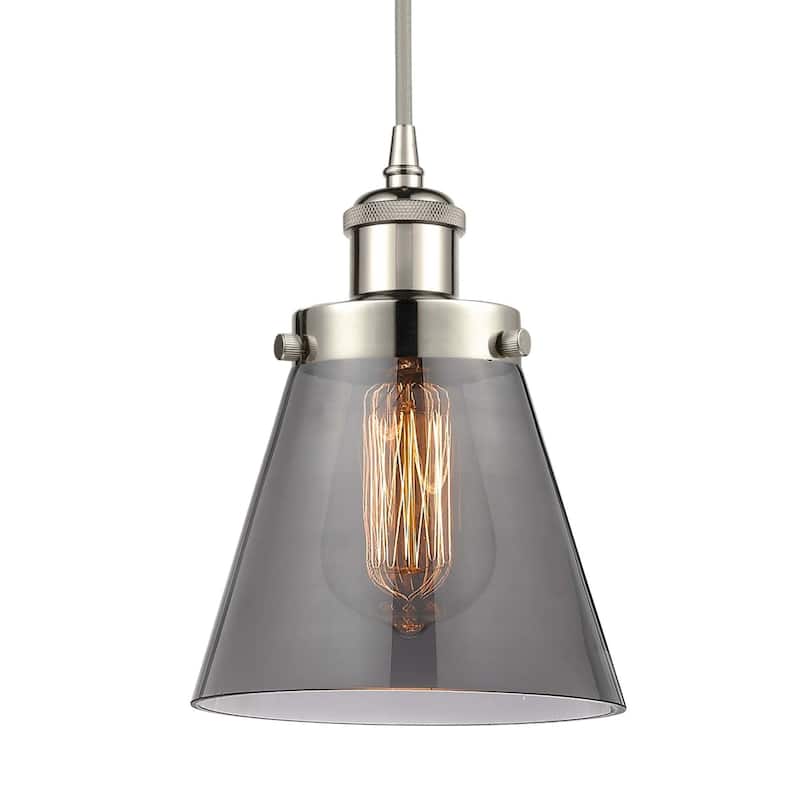 Innovations Lighting 916-1P-9-6 Cone Pendant Cone 6" Wide Mini Pendant - Polished Nickel / Plated Smoke