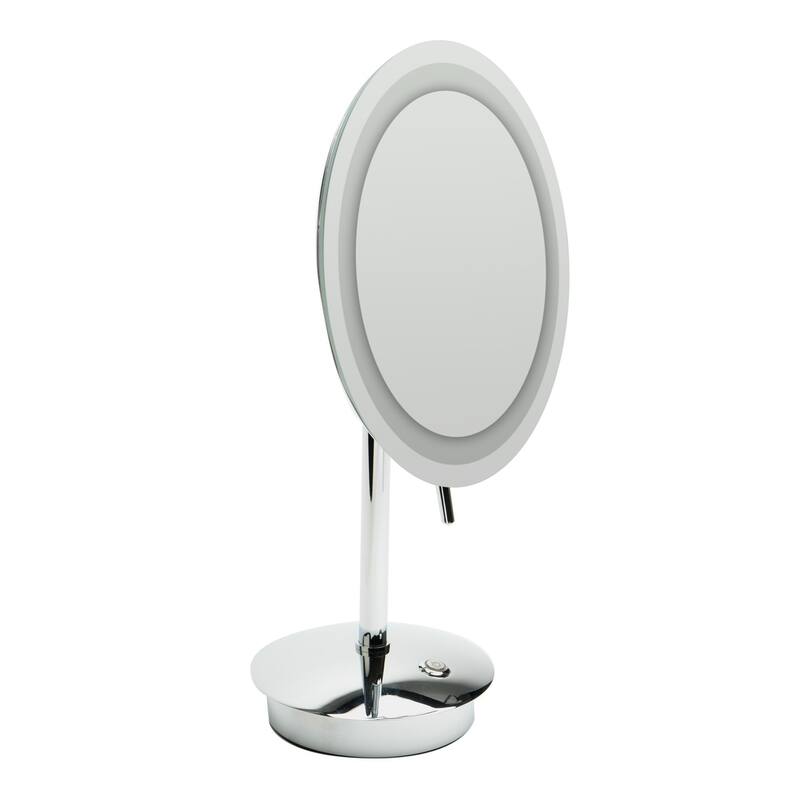 ALFI brand ABM9FLED-PC Polished Chrome Tabletop Round 9" 5x Magnifying Cosmetic Mirror with Light - Grey
