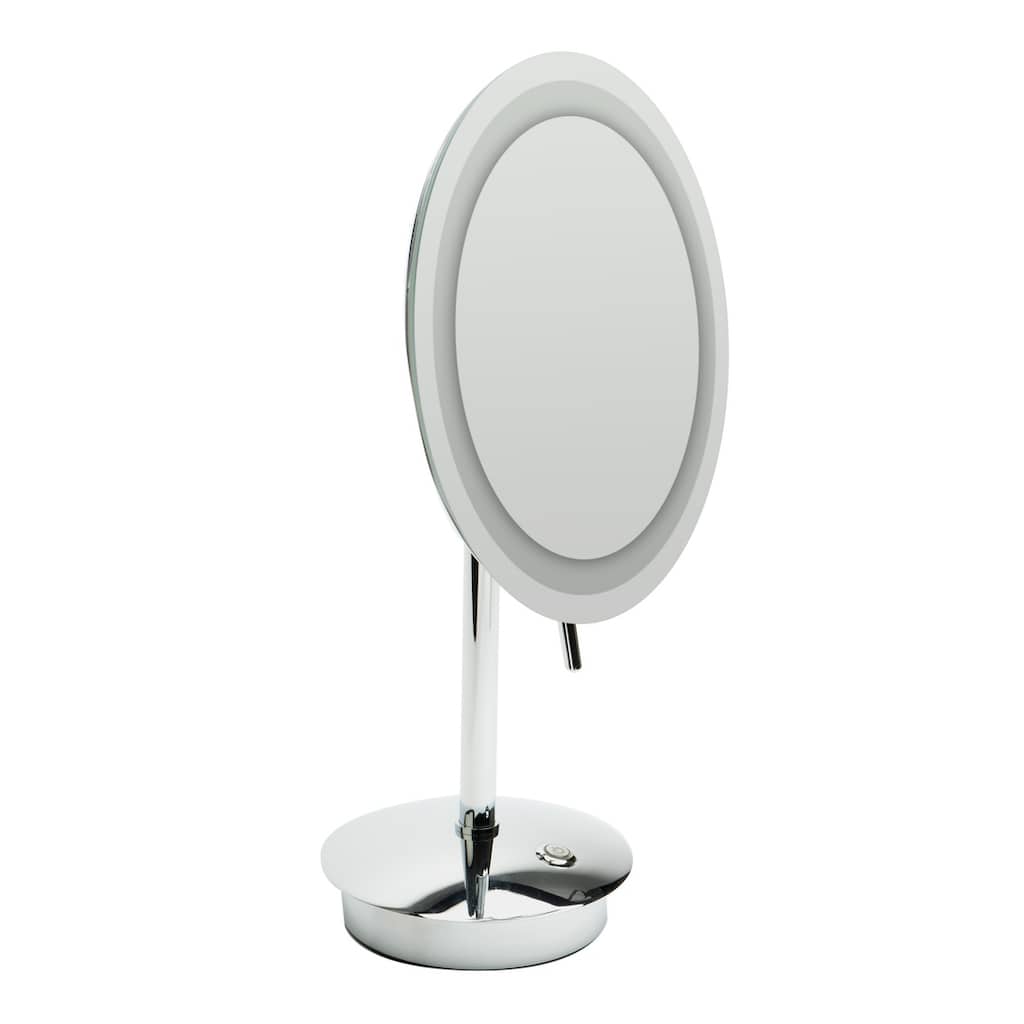 ALFI brand ABM9FLED-PC Polished Chrome Tabletop Round 9" 5x Magnifying Cosmetic Mirror with Light - Grey
