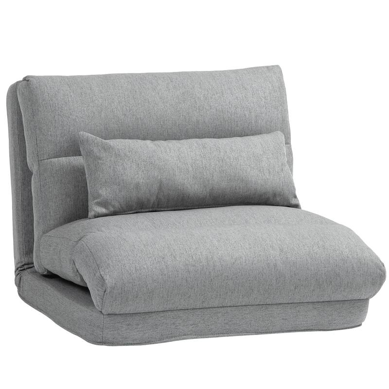 Folding Floor Chair, Convertible Lazy Sofa Bed, Floor Couch with 6-Position Adjustable Backrest and Pillow