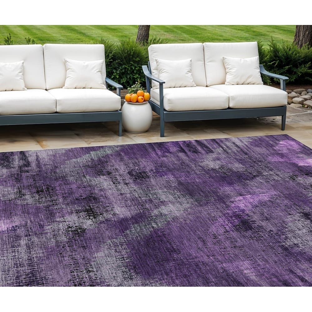 HomeRoots Abstract Transitional Rectangle Outdoor Rug