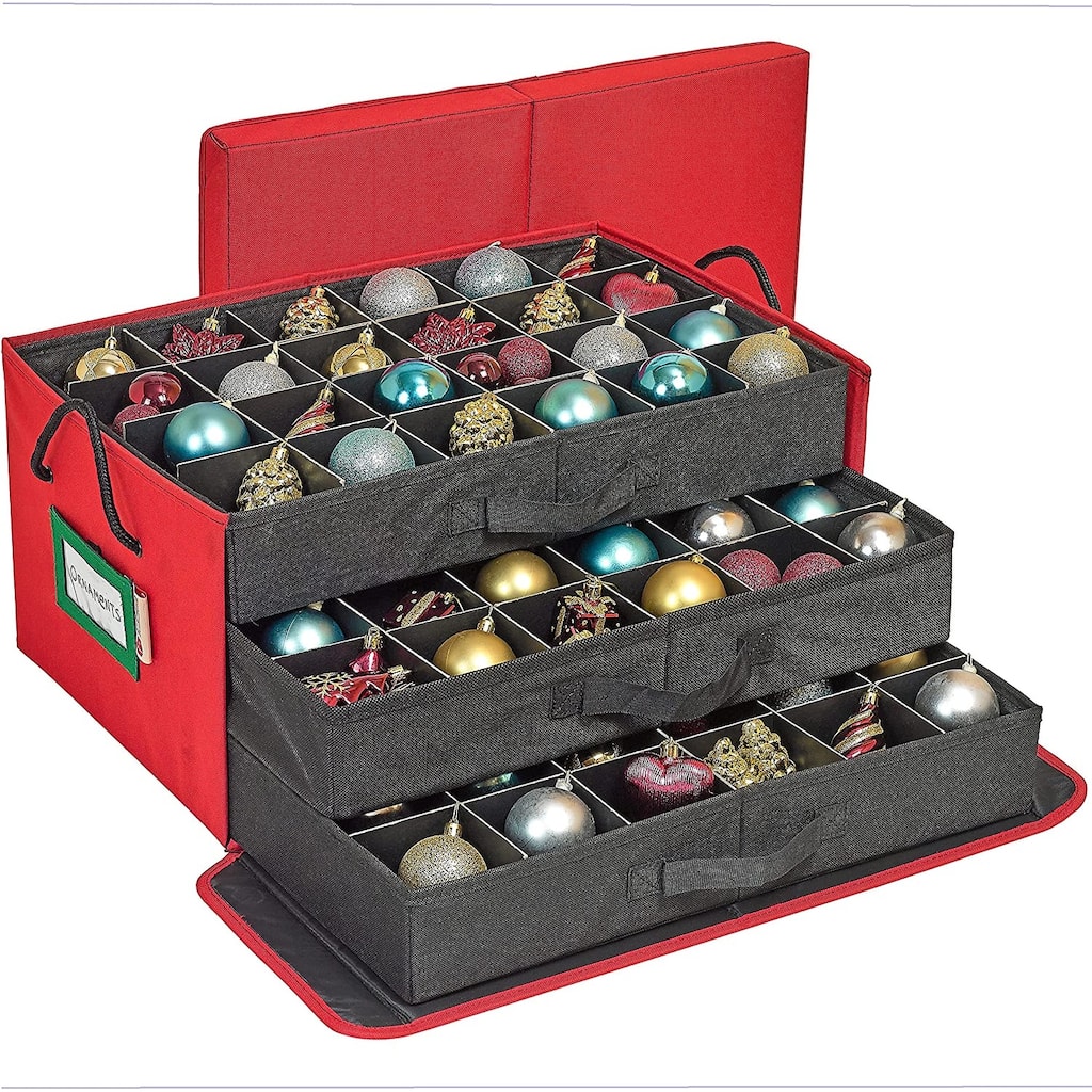 HOLDN’ STORAGE Christmas Ornament Storage Container Box with Dividers - Stores up to 72 - 3" Ornaments