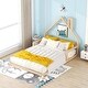 preview thumbnail 11 of 18, Modern & Simple Style Full Size Floor Bed with House-shaped Headboard,Sturdy Wood Construction Natural