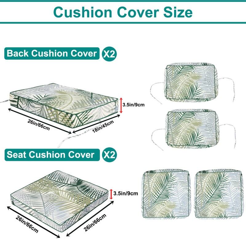 Outdoor Patio Cushion Covers Replacement, Waterproof Furniture Cushion Slipcovers, for Wicker Rattan Sectional Couch Chair