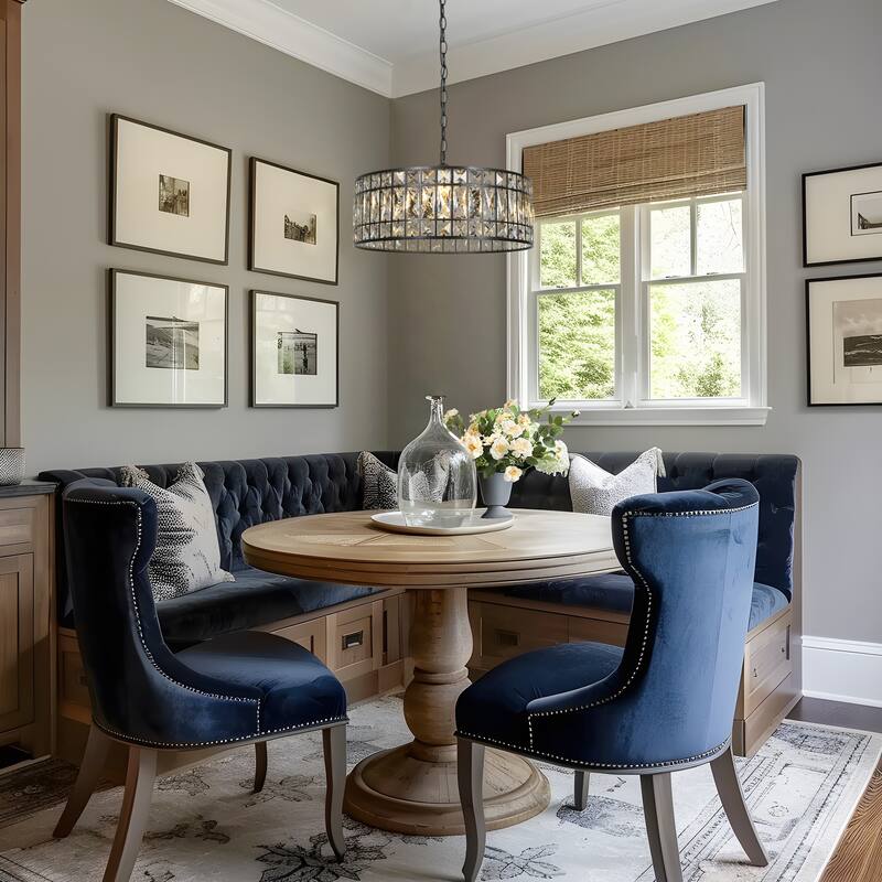 Aulia Modern 3-Light Black Crystal Drum Chandelier for Living Dining Room