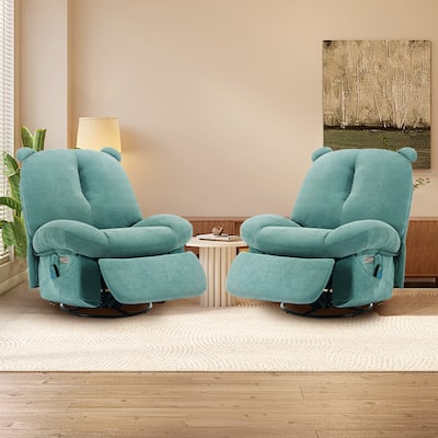 XINMICS Swivel Recliner Chair, Glider Rocking Power Recliner with Massage and Heated (Set of 2)