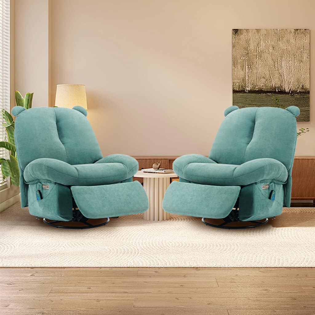 XINMICS Swivel Recliner Chair, Glider Rocking Power Recliner with Massage and Heated (Set of 2)