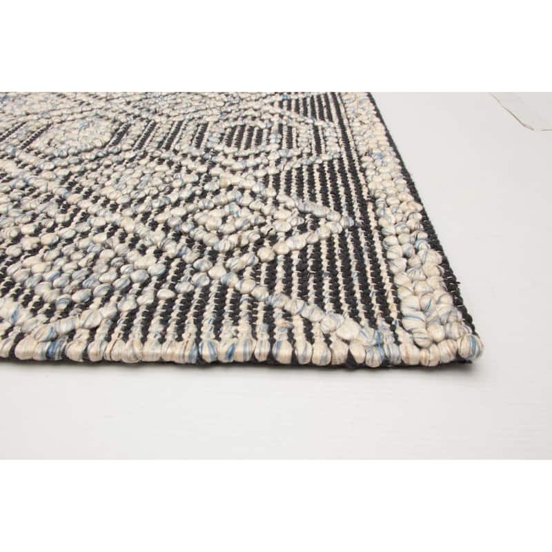 ECARPETGALLERY Braid weave Sienna Navy Wool Rug - 5'1 x 7'11