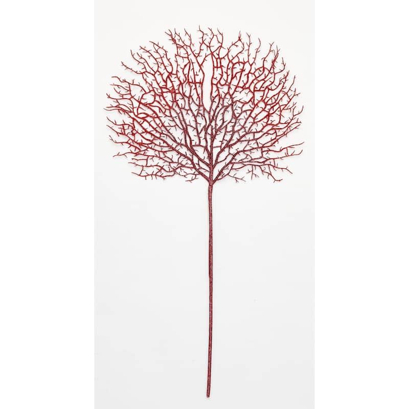 30" Glittered Coral Spray, Red, Set of 3 - Red