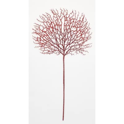 30" Glittered Coral Spray, Red, Set of 3 - Red