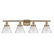 preview thumbnail 32 of 61, Innovations Lighting Ballston Urban Cone - 4 Light 38" Bath Vanity Light Clear/Brushed Brass Finish