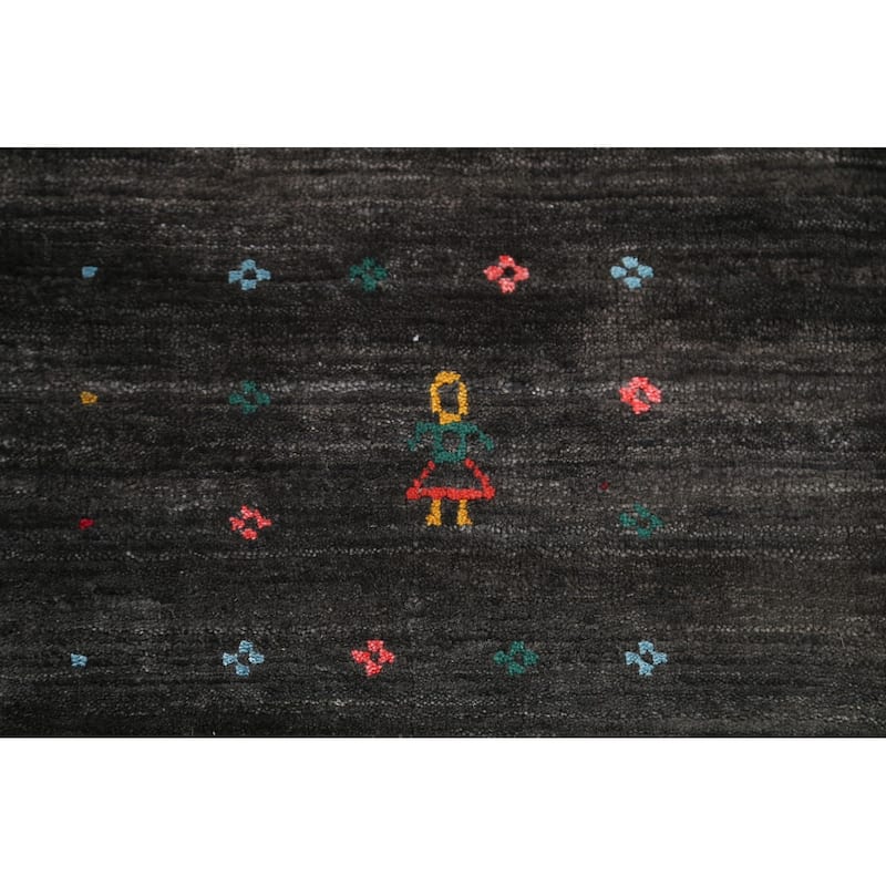 Gabbeh Area Rug Handmade Grey Tribal Wool Carpet - 8'3" x 9'8"
