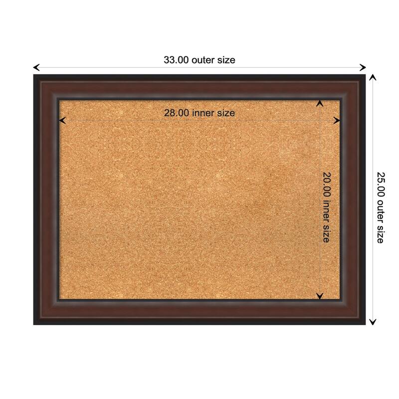 Harvard Walnut Framed Natural Corkboard Bulletin Board - Board Size 28x20