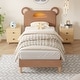 preview thumbnail 6 of 9, Javlergo Twin Size Upholstered Platform Bed Frame with Bear Ears Headboard and Light, Kids Bed Set of 2