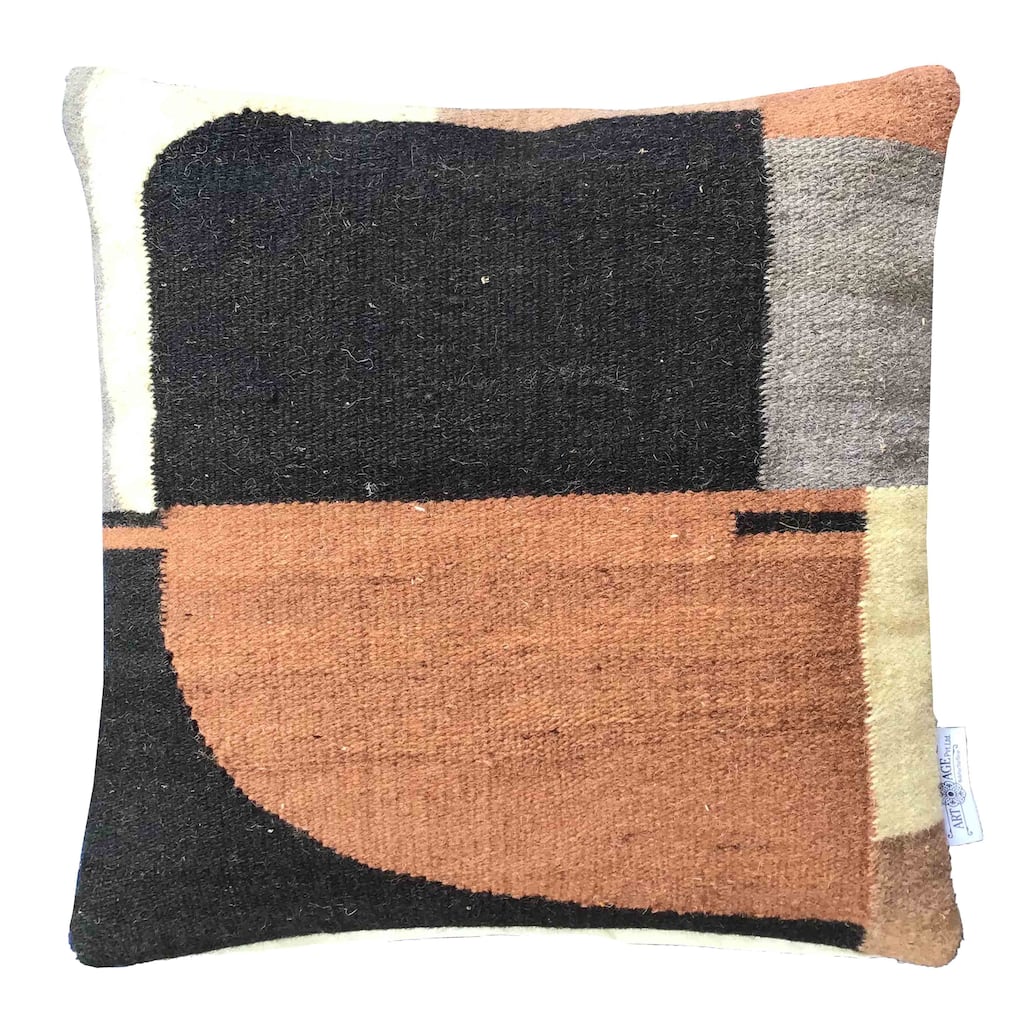 Chelet Handwoven and Hand Tufted Multi Colored Wool Square 20x20 Thow Pillow in Coral