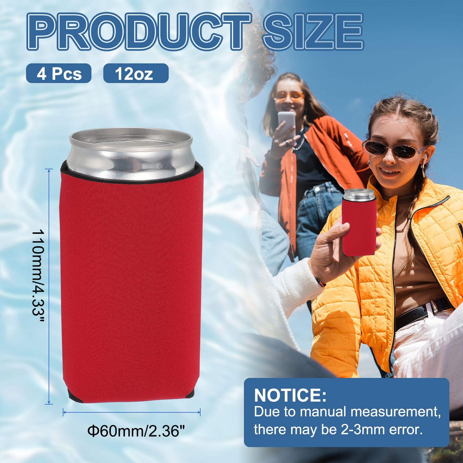 Can Sleeve Can Cooler, Neoprene Beer Bottle Cover - 12oz