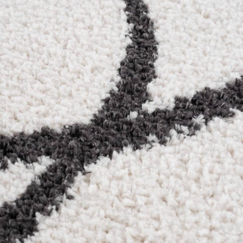 Hauteloom Brad Shaggy High Plush Pile Abstract Striped Area Rug