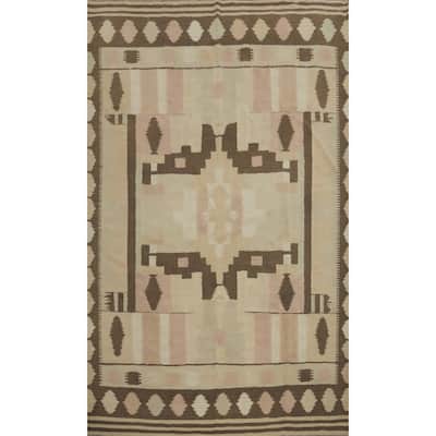 Hand Woven Oriental 100% Wool Carpet Southwestern Tribal Multi-Colored Kilim Area Rug - 9' 11'' X 6' 8''