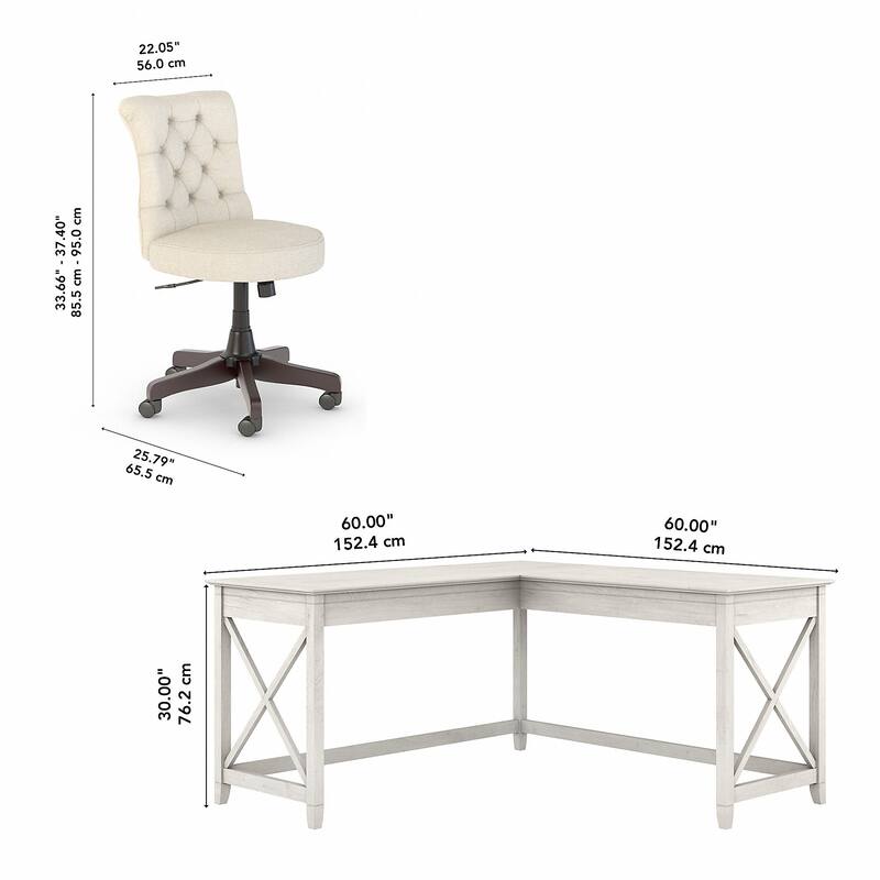 Key West 60W L-Desk with Tufted Office Chair by Bush Furniture