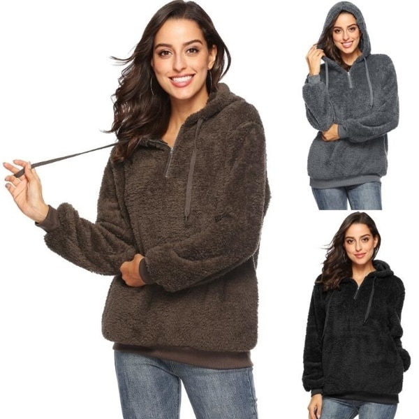 fuzzy zip up sweatshirt