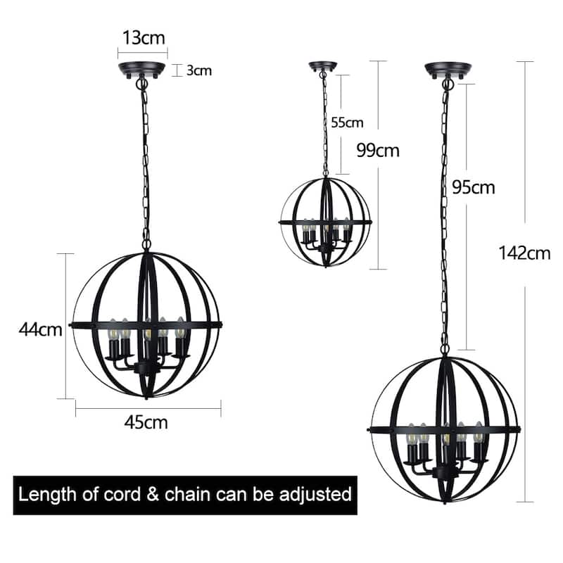 Pendant Light Flush Mounted Adjustable Hanging Ceiling Chandelier Light for Kitchen Island Living Room