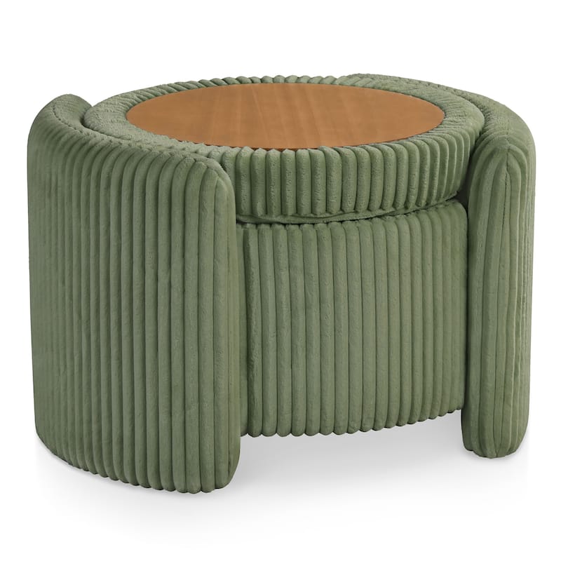 24/7 Shop At Home Modern Round Chenille Storage Ottoman with Flip Top