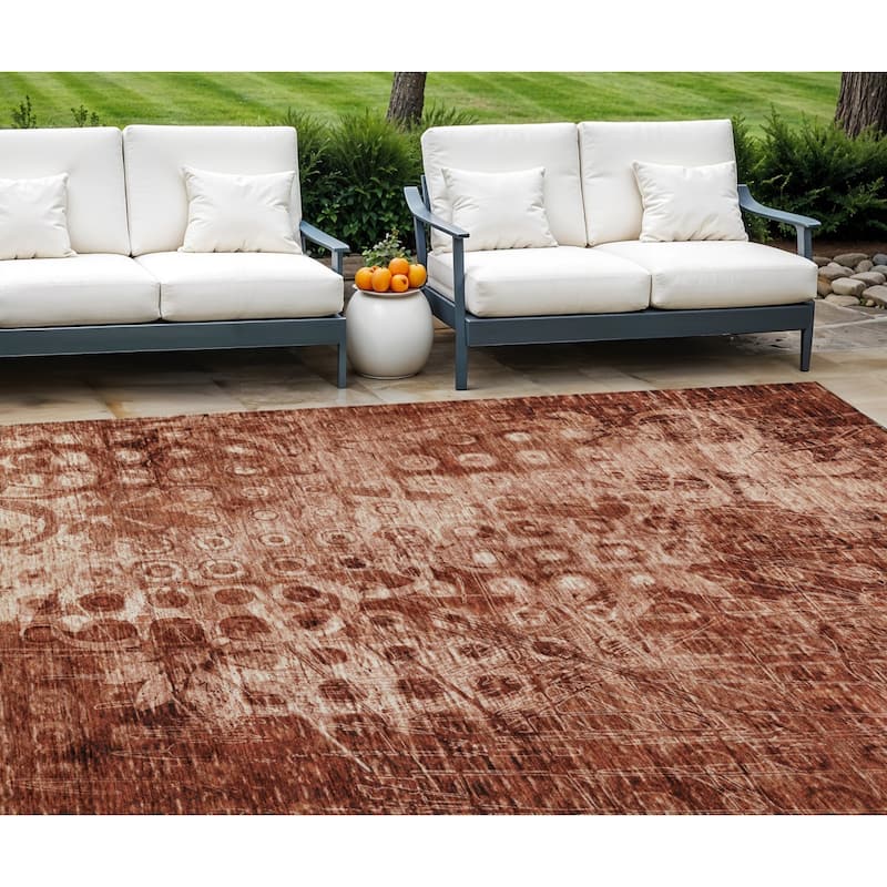 HomeRoots Ikat Transitional Rectangle Outdoor Rug - 9' X 12'