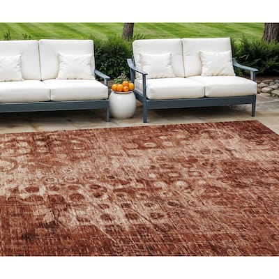 HomeRoots Ikat Transitional Rectangle Outdoor Rug