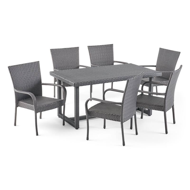 Geri Outdoor Wicker 7 Piece Dining Set by Christopher Knight Home