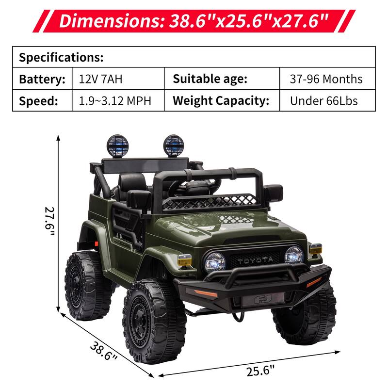 12V Ride on Truck Car, 7AH Licensed Toyota Ride on Car, Battery Powered Kids Car, EVA Tires, Ride On Toy for Kids
