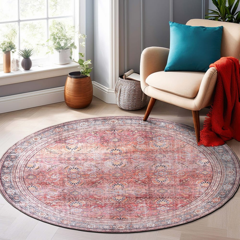 World Rug Gallery Vintage Inspired Machine Washable Non Slip Area Rug