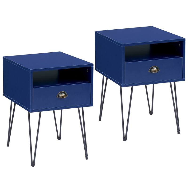 Javlergo Set of 2 Nightstand with Open Compartment & Drawer