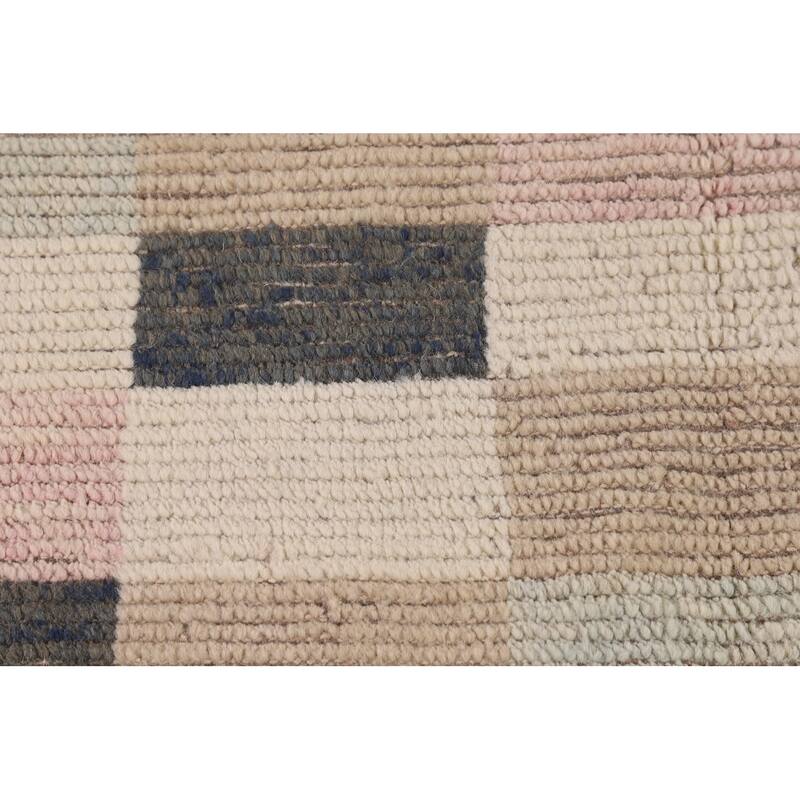 All-Over Checkered Moroccan Area Rug Handmade Wool Carpet - 8'9"x 11'11"