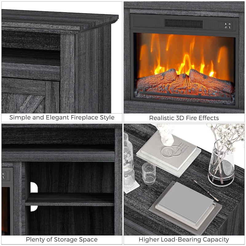 Farmhouse Electric Fireplace TV Stand for TVs up to 65 Inch - 65 inches