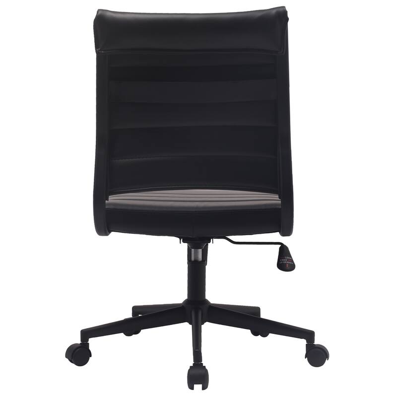 Set of 2 Modern Ergonomic Executive Mid back PU Leather Office Chairs No Arms Rest Tilt Adjustable Height With Wheels