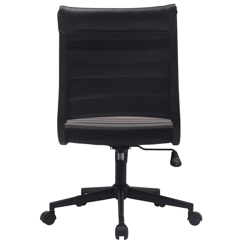 (Retired) Ergonomic Executive Mid back PU Leather Office Chair Armless Side No Arms Tilt With Wheels and Padded Cushioned Seat