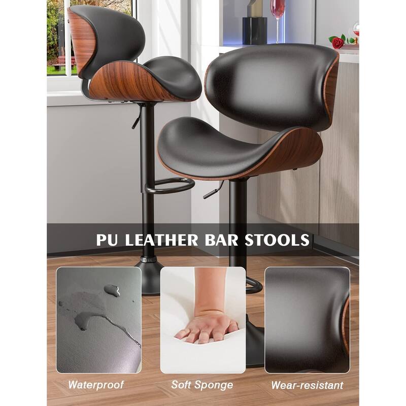 Bar Stools Modern Swivel Bar Chairs, Barstools Counter Height with Backrest for Bar, Kitchen, Dining Room