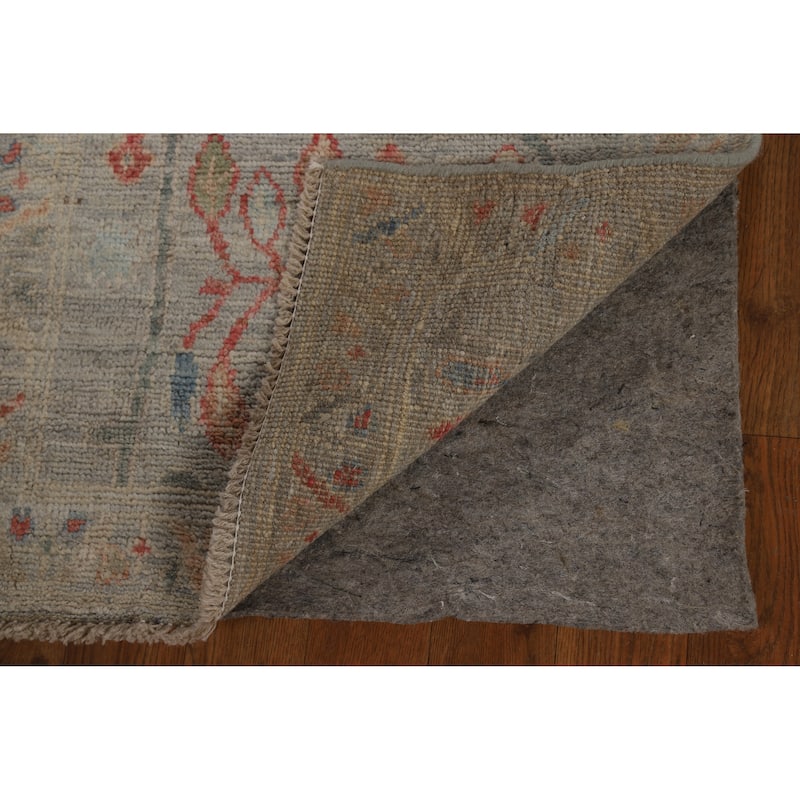 Hand Knotted Oriental 100% Wool Carpet Transitional All-Over Greys & Charcoal Oushak Runner Rug - 6' 4'' X 1' 10''