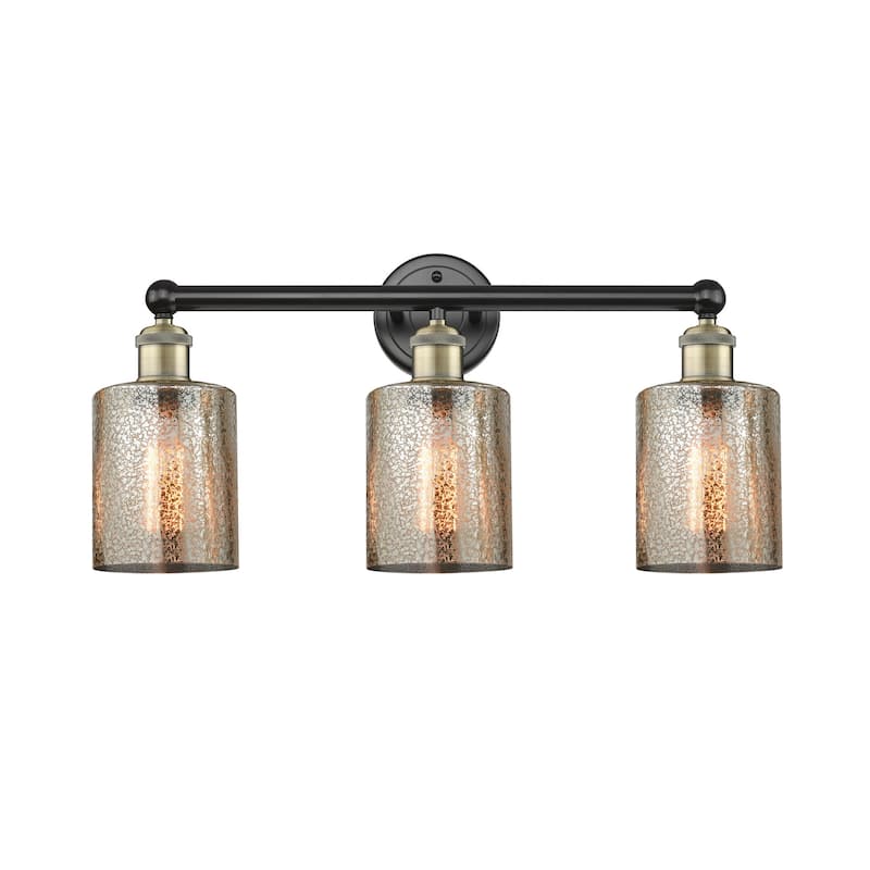 Innovations Lighting 616-3W-12-23 Cobbleskill Vanity Cobbleskill 3 - Black Antique Brass / Mercury