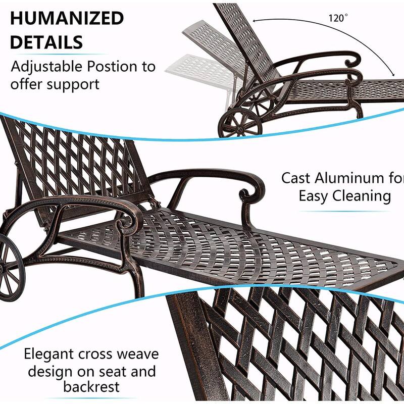 Adjustable Poolside Chaise Lounge - Reclining, Rust-Resistant Aluminum
