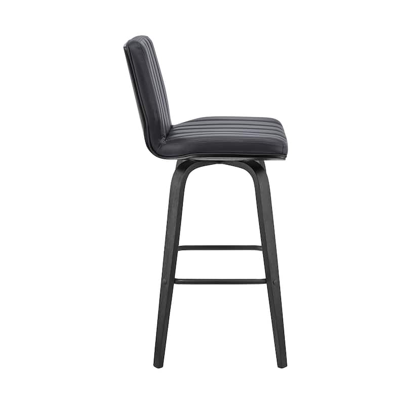 Faux Leather Swivel Bar Chair with Iron Frame and Round Seat
