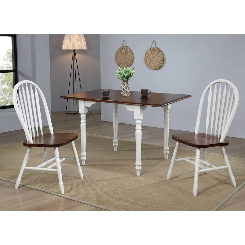 Rectangular Dining Set 3 Piece Expandable Table & Chairs - 34-48" Retro Arrowback Design
