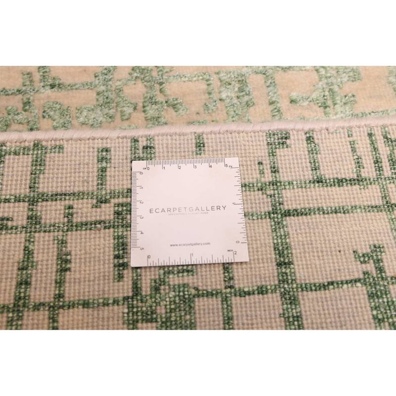 ECARPETGALLERY Hand-knotted Legacy Green Silk, Wool Rug - 2'6 x 12'3