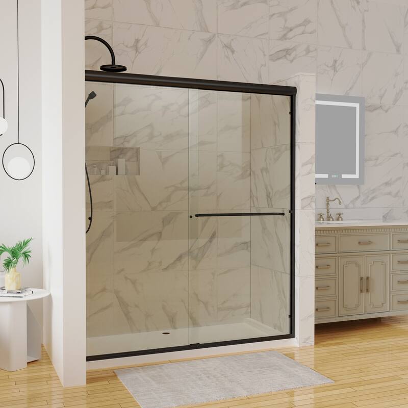 Traditional Sliding Shower Door with Clear Glass