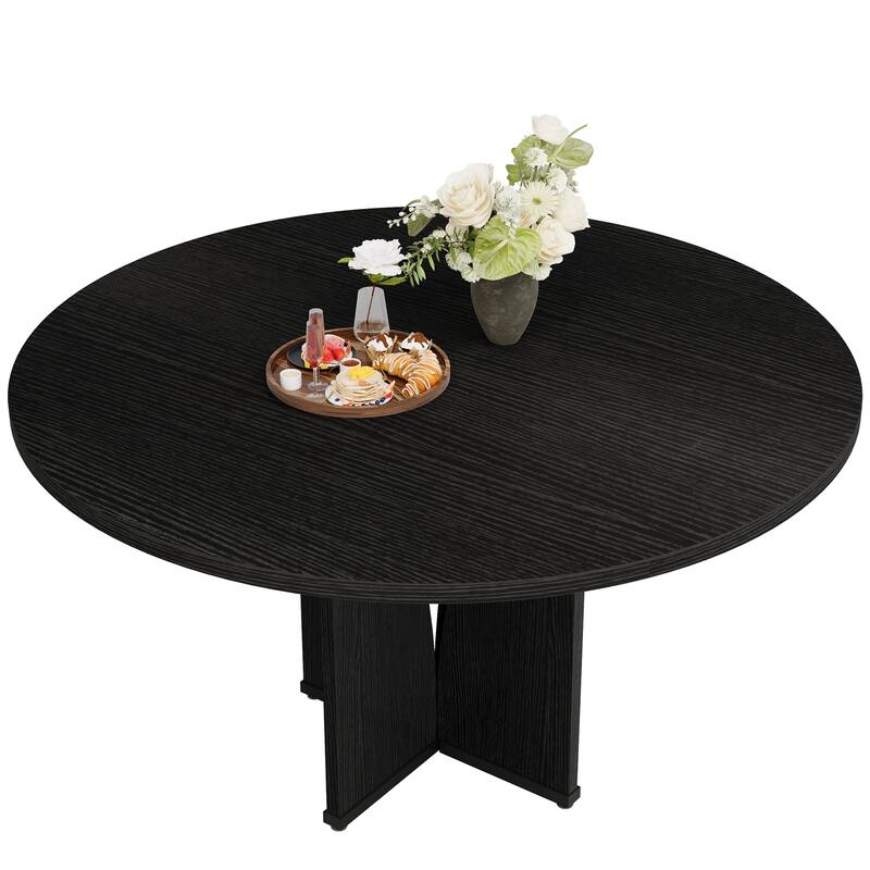 Wooden Large Dining Table, Round Kitchen Table for Dining/Living Room