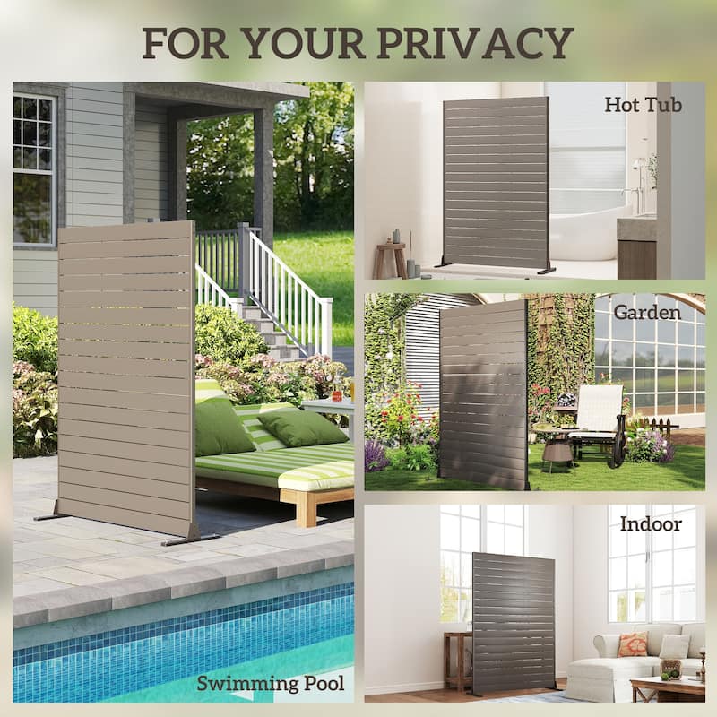 Outsunny HDPE Outdoor Privacy Screen, 47.2"W x 68.5"H Decorative Privacy Fence Screen with Stand and 6 Panels